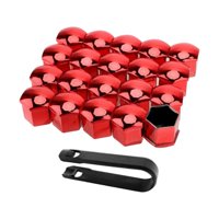 Magideal - 20 Cubiertas Protectoras Para Tuercas De Rueda De Coche, Decoración Exterior, Universales, Con Herramienta De Clip, Antióxido, Para Pernos De Neumátic Rojo 19Mm