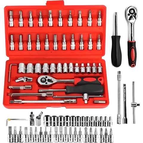 Genérico - Juego De Herramientas Mecánicas Autocle Dados Acero Kit 46 Color Rojo