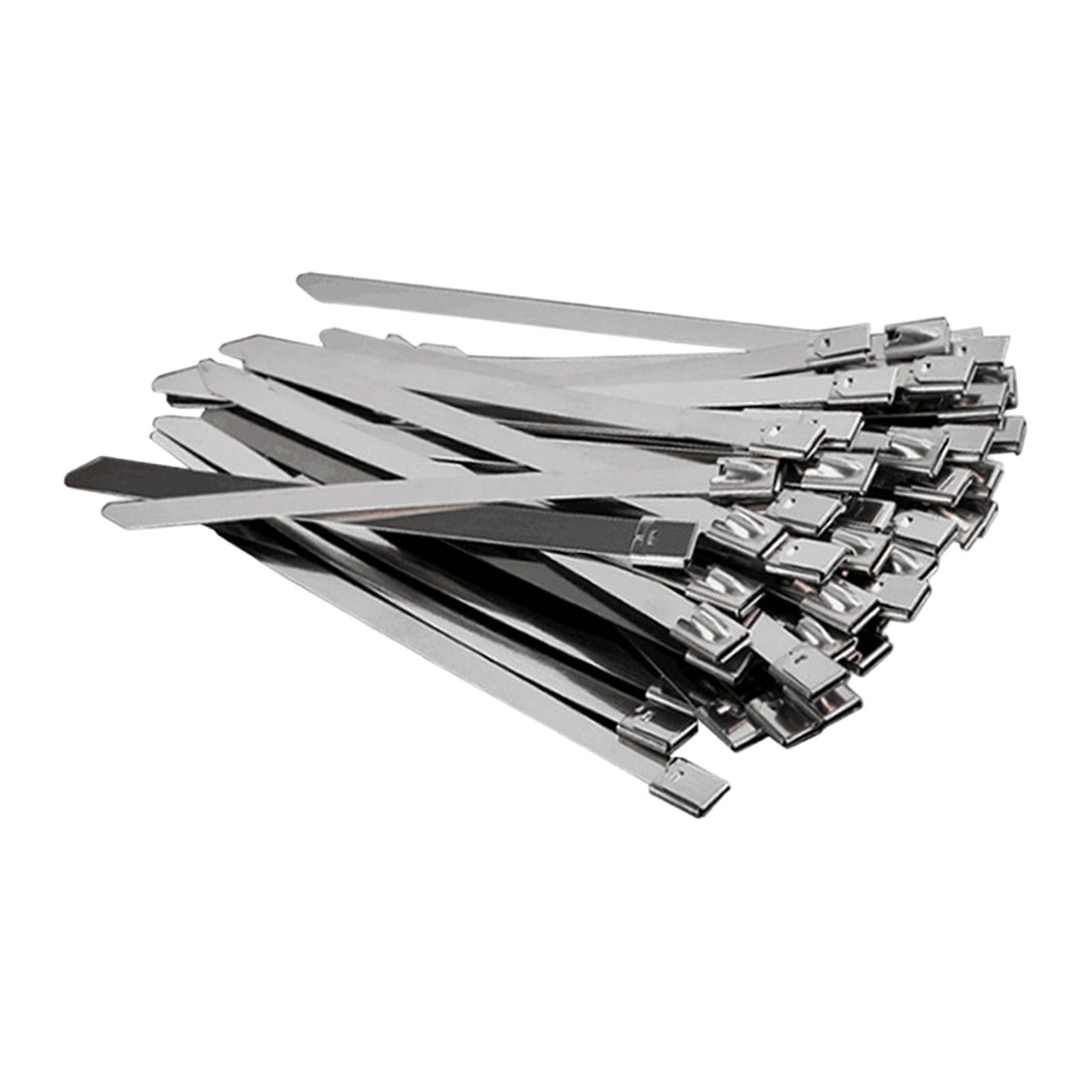 Magideal - 100 Piezas Bridas Metálicas Acero Inoxidable Bridas De Alta Resistencia Cierre Automático Sujetacables Herramientas Para Atar Cables Uso Exterior Apto 46 Cm X 30 Cm
