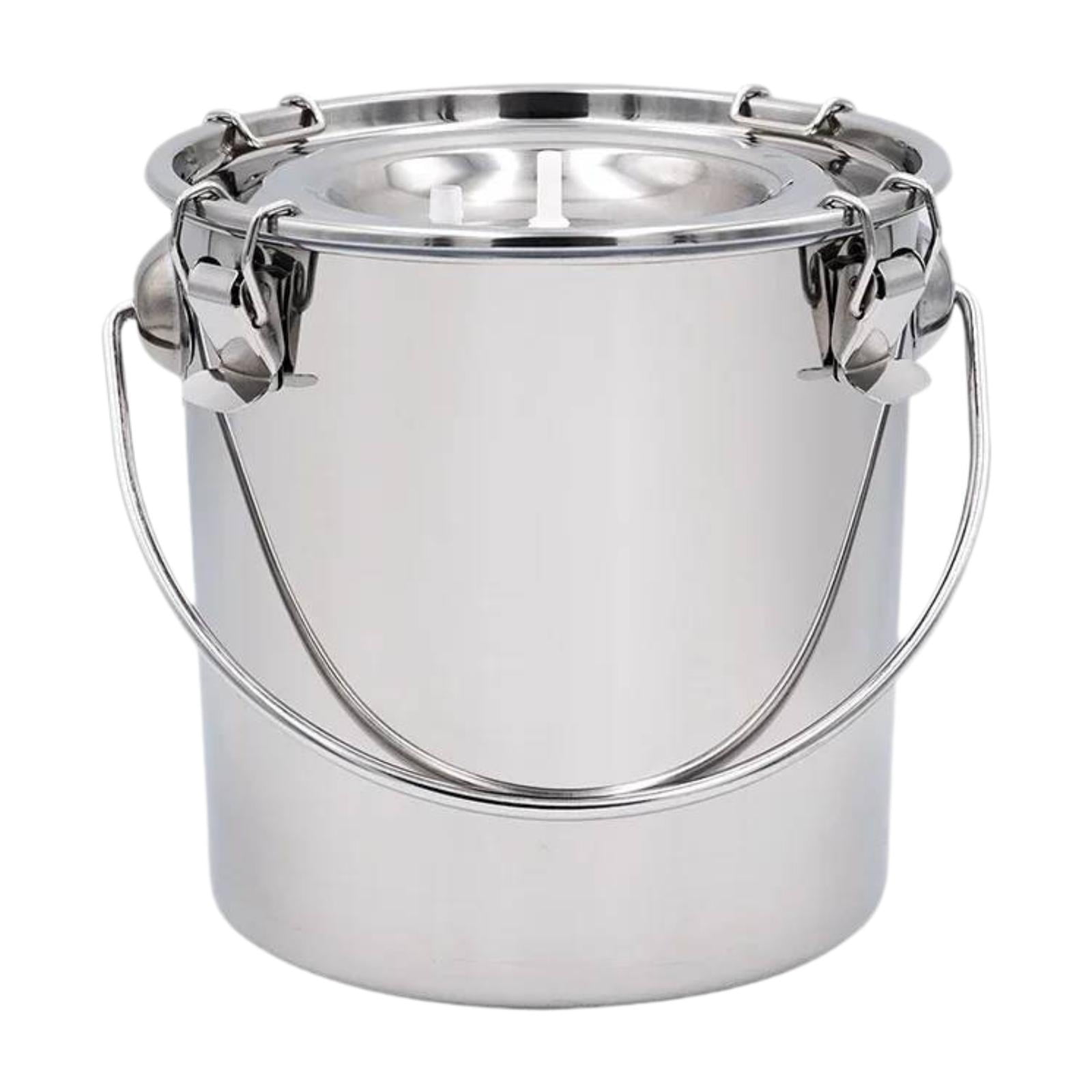 Ioensy - Cubo De Leche De Acero Inoxidable, Suministros Portátiles Para Animales De Granja, Estable, Individual, 5l