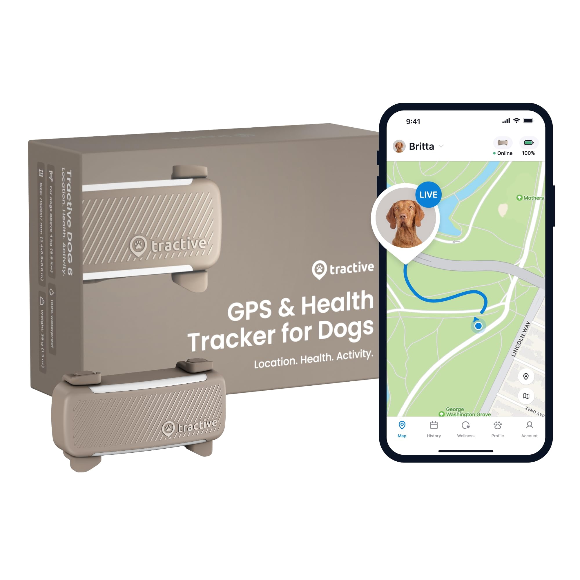 Rastreador Gps Para Perros 2025 Versión En Tiempo Real Marrón