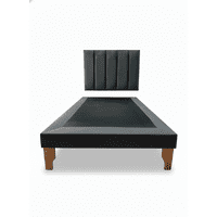 Muebles New - Cama De Plaza Lineal Gris Oscuro Felpa