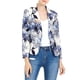 thumbnail image 2 of INSPIRE CHIC Blazer de regreso a clases para mujer, chaqueta de traje corta de verano, abierta al frente, para usar en el trabajo, blanco azul-floral 3XL, 2 of 7