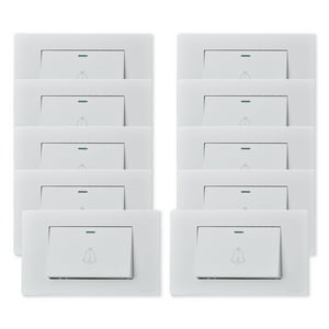 Want - Pack 10 Pulsador Timbre Metálico Simple 10A - Blanco