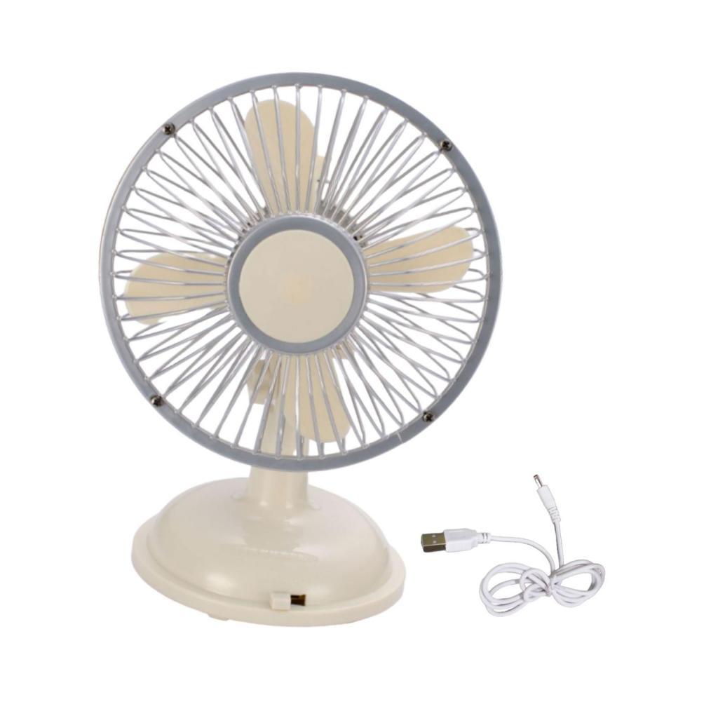 Magideal - Mini Ventilador De Escritorio Ventiladores De Cabeza Móvil 2 Velocidades Interior Silencioso Compacto Pequeño Ventilador De Refrigeración Ventilador P Beige