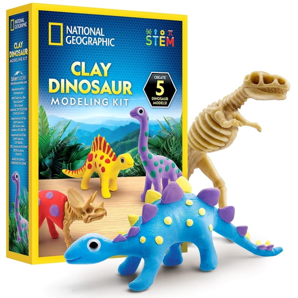 Kit de artesanía con dinosaurios de arcilla de National Geographic con 5 piezas de arcilla