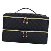 Magideal - Bolsa De Almacenamiento De Esmalte De Uñas De Doble Capa, Bolsa De Transporte De Viaje, Estuche Organizador De Esmalte De Uñas Con Bolsillos Múltiples Negro