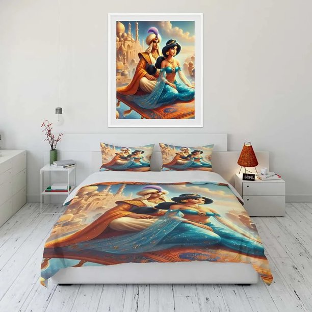 Aladdin Jasmine Boy Girls Duvet Cover Gift Home Room Bedroom Decor Teen Bedding Duvet Cover Pillow Case Queen Double Bed Bed Sheets