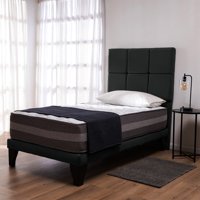 Colbox - Cama Europea Valencia P + Respaldo Atenas 1.5 Pl Felpa Negro