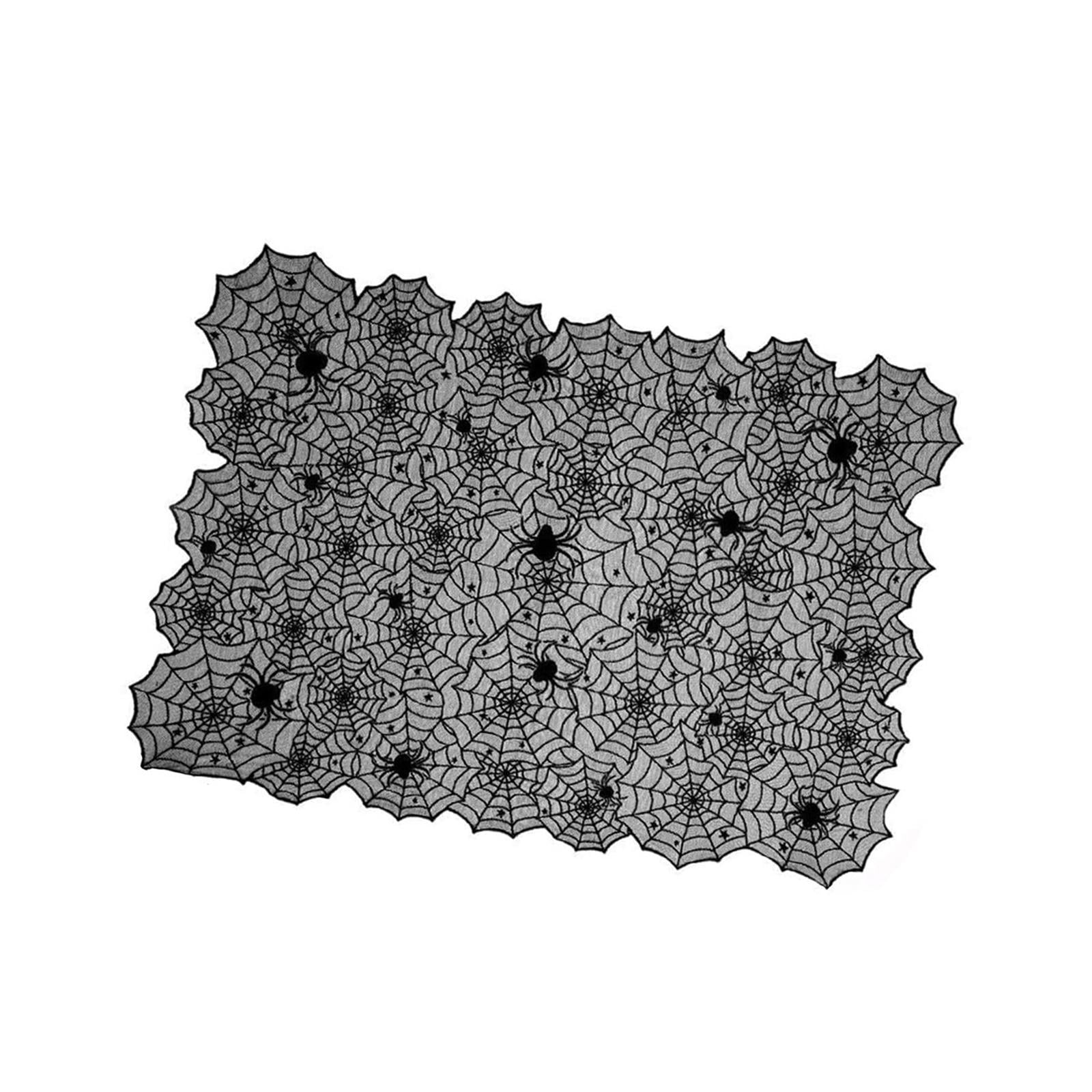 Magideal - Mantel De Encaje Negro Para Halloween, Decoración De Mesa De Halloween, Centro De Mesa, Mantel De Telaraña Para Mesa De Comedor, Tienda, Sala De Estar Estrellas 137x183cm