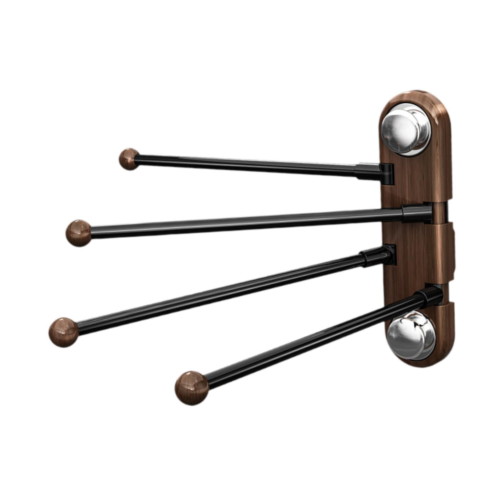 Magideal - Toallero Giratorio De Pared Para Baño De Metal Y Pp Con 4 Brazos Plegables Soporte De Toallas Con Succión Fácil Instalación Organizador Multipropósito Negro