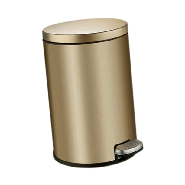Stainless Steel Step Trash Can Hands Waterproof Dust Bin Waste Basket 6L Foot Pedal Garbage Bin for Kitchen Restaurant Toilet Bathroom oro