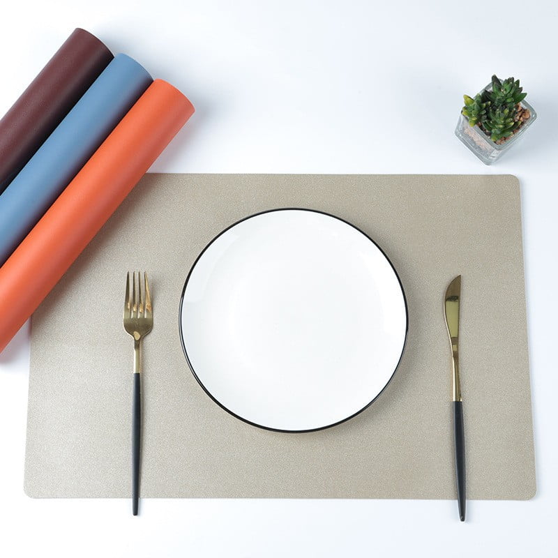 Xmhytop Juego De 4 Manteles Individuales De Piel Sintética, Impermeables, Fáciles De Limpiar, Resistentes Al Calor Y Antideslizantes Para Uso Interior Y Exterior, 45*30cm, Estilo B, Caqui