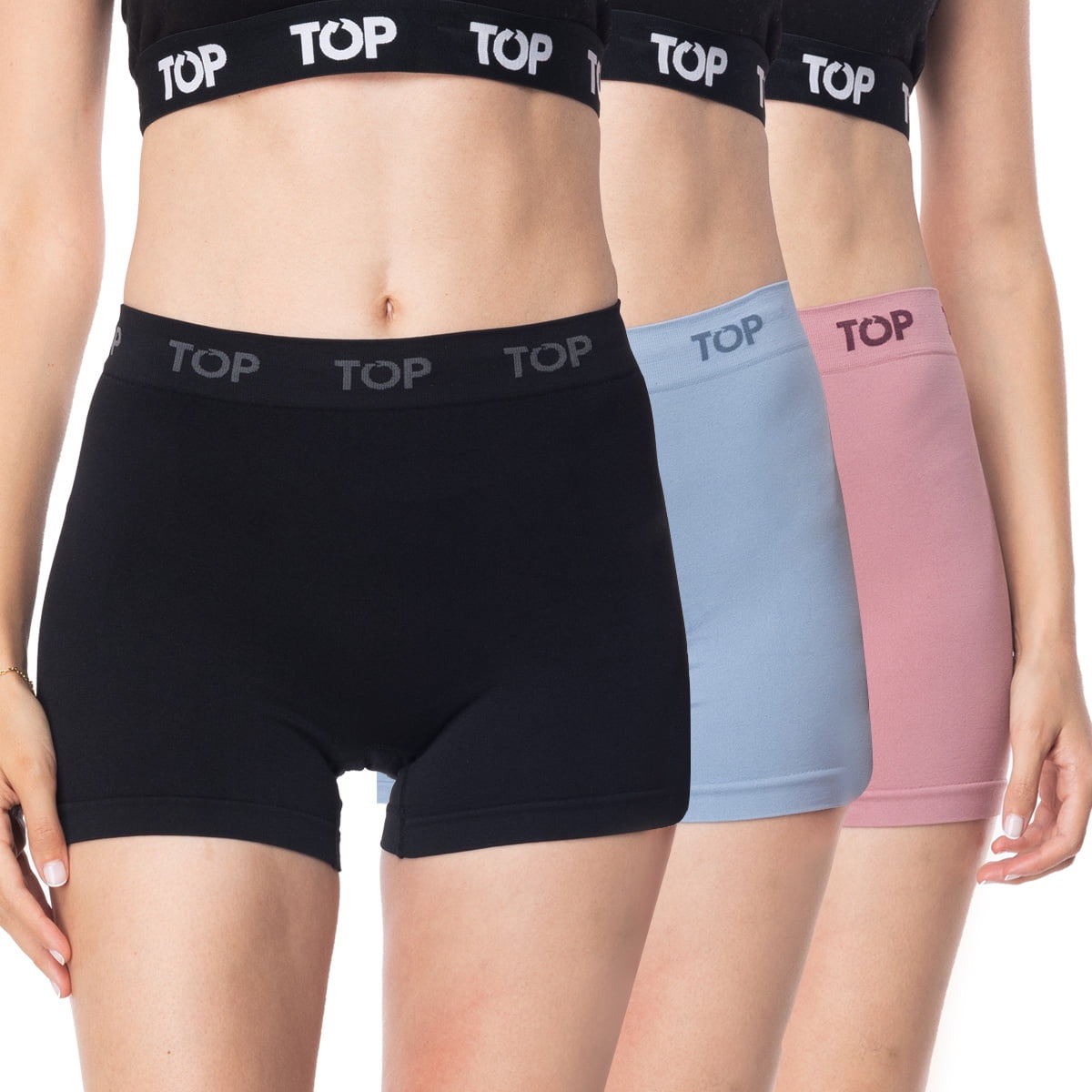 Top - Bóxer Corto Mujer Microfibra Sin Costuras Pack 3 C1