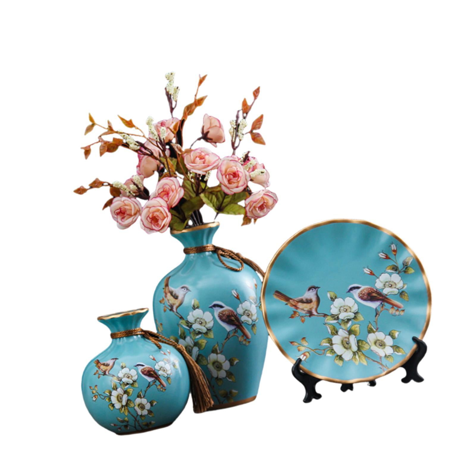 Magideal - 3 Jarrones De Cerámica Para Arreglos Florales, Adornos Creativos, Contenedores Para Plantas, Jarrones Decorativos Para Oficina, Estantería De Granja. Azul