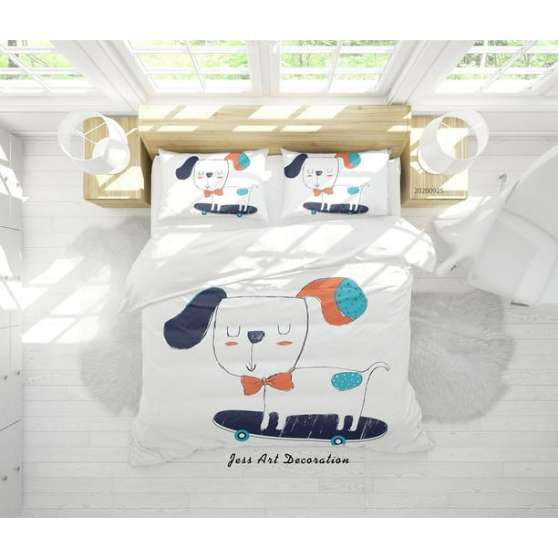 3D Cartoon Animal Perro Patrón Funda de edredón Set Ropa de Cama Set Funda Nórdica