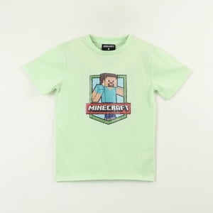 Polera Manga Corta Niño Lentejuelas Duo Verde Minecraft