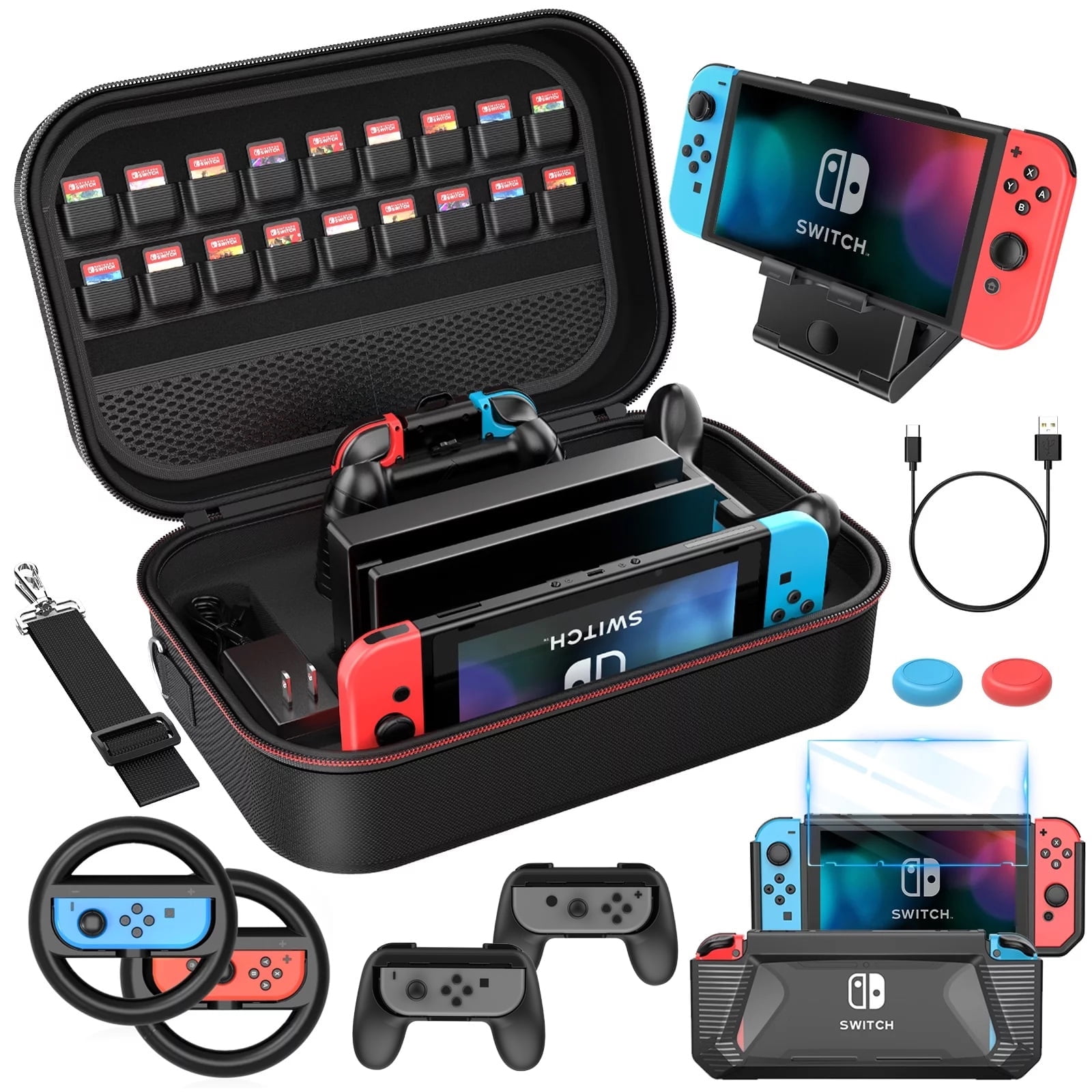 Set De Accesorios Aaronmei 12 En 1 Para Nintendo Switch Negro