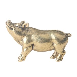 Magideal - Estatua De Cerdito De Latón, Figurita De Té Para Mascotas, Decoración De Mesa, Lindo Té, Mascota En Miniatura Para Decoración Interior De Coche, Acces 45Mm X 28Mm