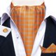thumbnail image 1 of Corbata Ascot gruesa de seda para hombre formal. Modelo Solinario Naranjo, 1 of 7