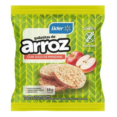 Galletitas De Arroz Con Jugo De Manzana 16 G Lider