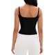 thumbnail image 3 of INSPIRE CHIC Camiseta de Tirantes Ajustables con Sujetador Incorporado para Mujer, Escote Cuadrado, Cami, Negro M, 3 of 6