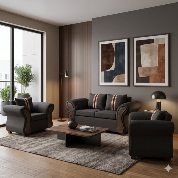 Juego De Living 2-1-1 MARSELLA Negro