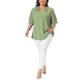 thumbnail image 2 of Blusa de talla grande para mujer, escuela, universidad, con ribete con volantes, cuello en V con muesca, mangas abullonadas, camisa de verano texturizada, talla 4X, 2 of 6