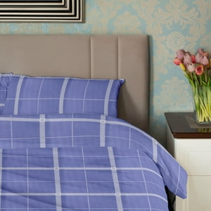 Juego De Sábanas Nautica 3Piezas Microfibra 1,5 Plazas Diseño Cuadros Azul