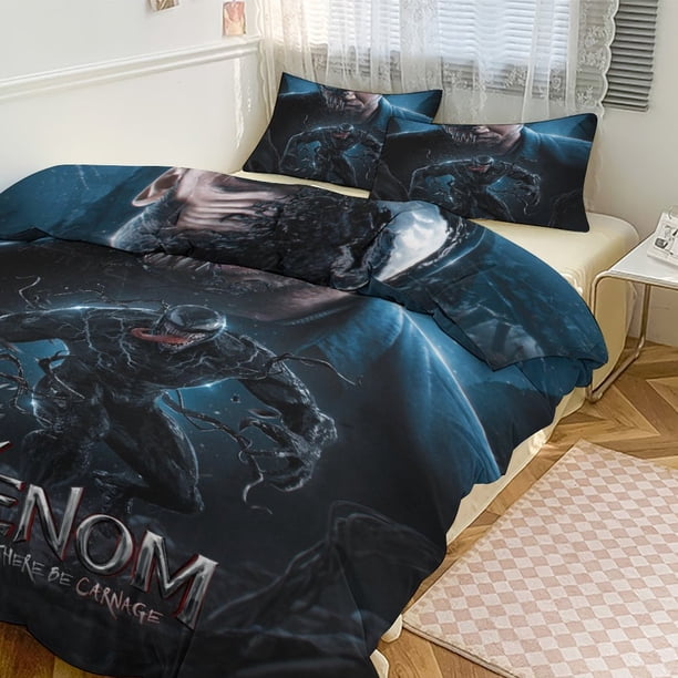 Venom Print Bedding Set Pattern Duvet Cove Set 3 Pieces 1 Quilt Cover And 2 Pillowcases for Women Men Teens