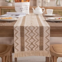 Genérico - Camino De Mesa Estilo Macramé Con Diseño En Yute 33X180 Cm Md01