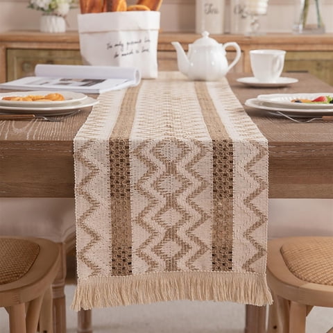 Genérico - Camino De Mesa Estilo Macramé Con Diseño En Yute 33X180 Cm Md01