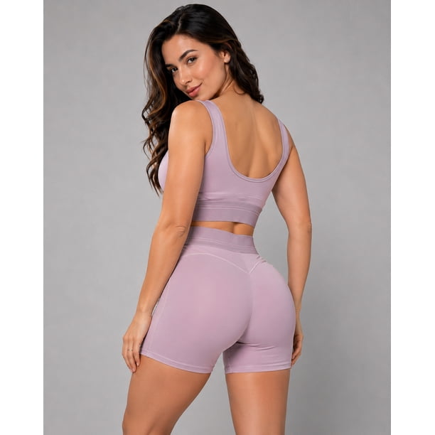 Conjunto Deportivo Para Mujer Short Tiro Alto Y Peto Top