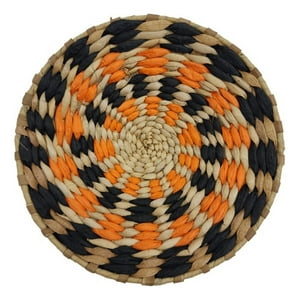 Fliperex - Circulo Decoración De Mimbre Para Pared Casa Terraza Pequeño Naranja