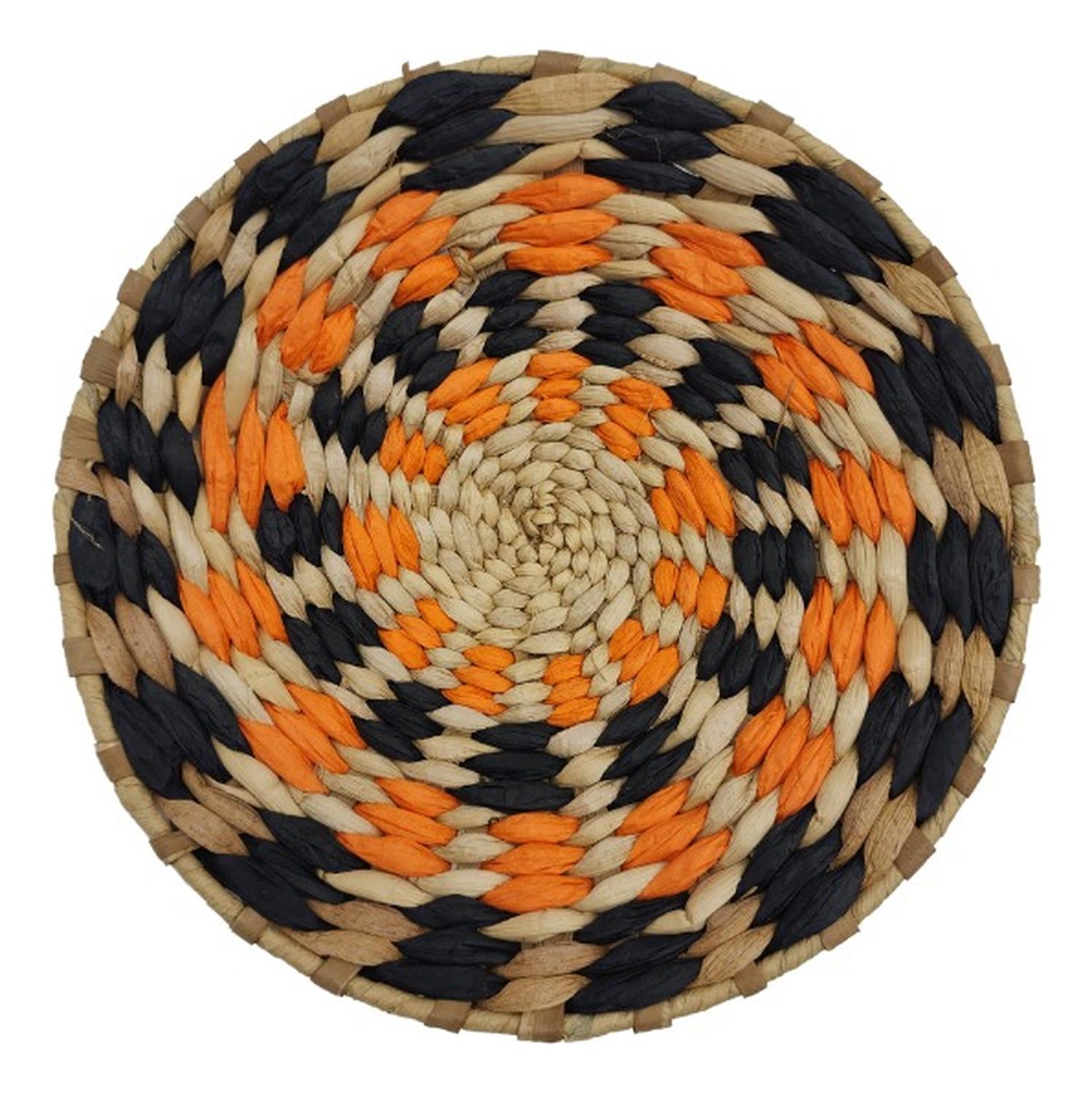 Fliperex - Circulo Decoración De Mimbre Para Pared Casa Terraza Pequeño Naranja