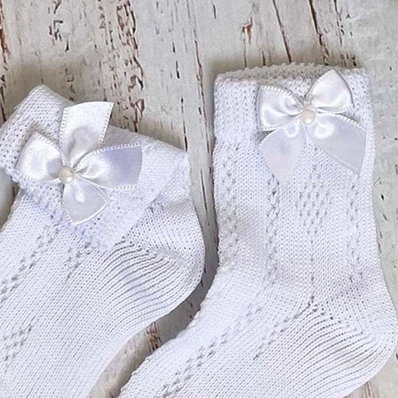 CALCETINES BLANCOS CROCHET NIÑA - Talla 1/2 AÑOS