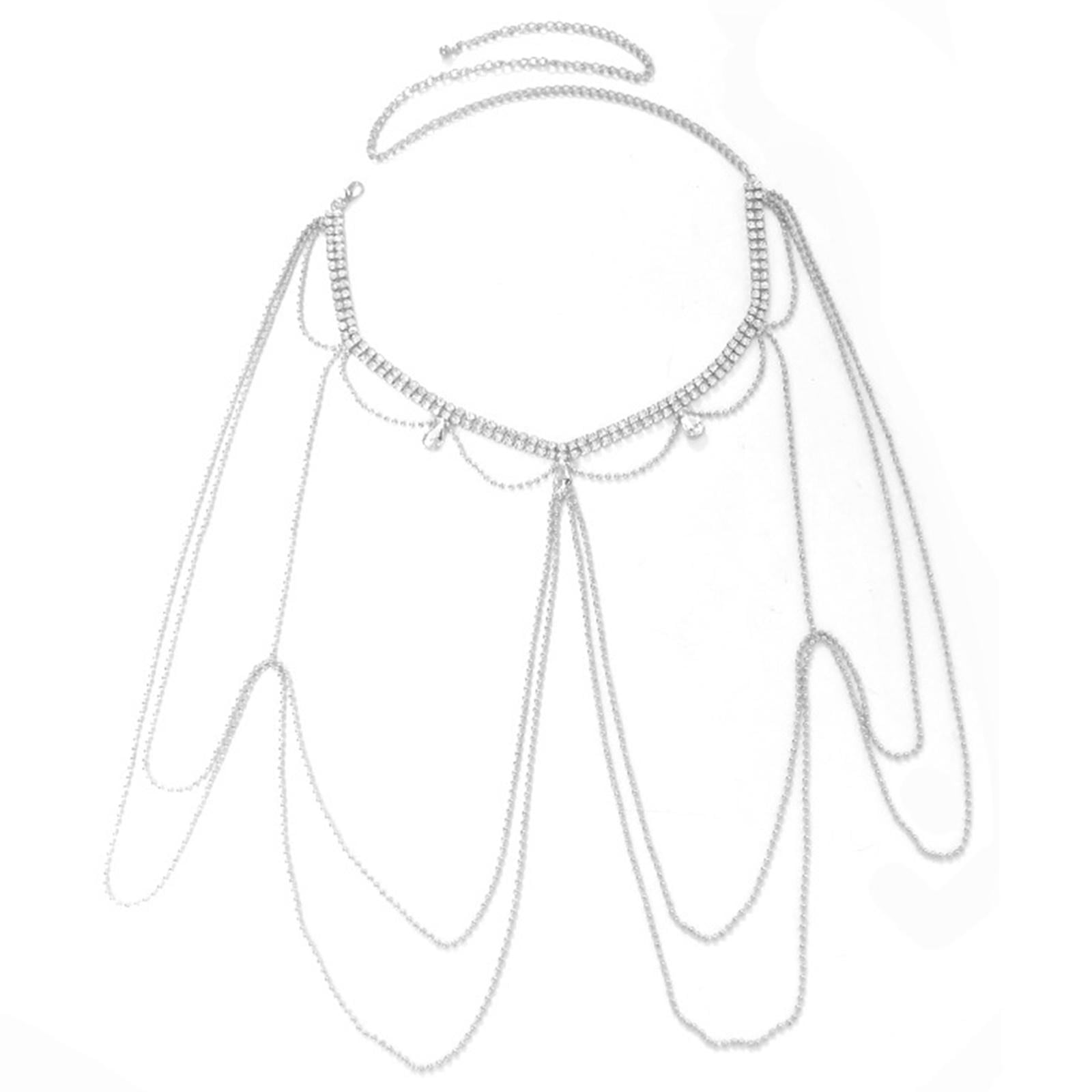 Magideal - Cadena De Hombro Para El Cuerpo, Arnés De Diamantes De Imitación Brillante, Cadenas De Bikini, Cadena De Hombro De Moda, Joyería Para Playa De Verano,