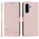 thumbnail image 2 of Funda de Cuero Tipo Billetera para Samsung Galaxy A56 5G 6.7", con Tarjetero, Correa para Muñeca, Soporte a Prueba de Golpes con Relieve de Patrón Feliz, Rosa, para Galaxy A56 (5G), 2 of 8