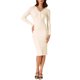 thumbnail image 2 of INSPIRE CHIC Vestido de punto para mujer, mangas largas, color sólido, cuello en V, botones, vestido ajustado M Apricot, 2 of 6