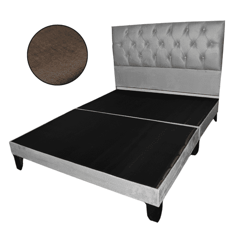 Mueblart - Base De Cama Con Respaldo A Piso 2 Plazas Café Lino