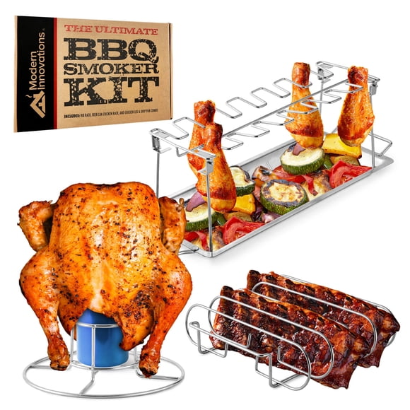 Juego de rejillas para parrilla Modern Innovations con rejilla para patas de pollo y costillas