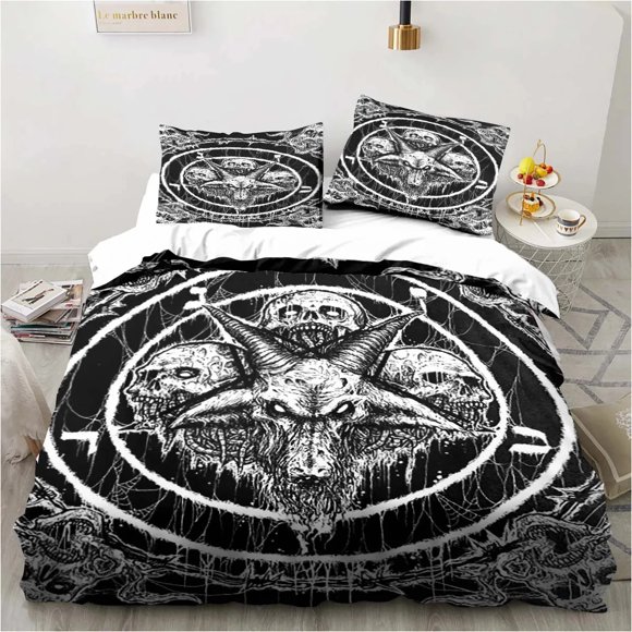 Satanic Satan Devil Bedding Set,Duvet Cover Comforter Bed Set Quilt Cover Pillowcase, Boys Girls Adults Bed Sheets