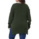 thumbnail image 4 of GRACE & GRANDEUR Suéter de Punto de Talla Grande para Mujer con Mangas Largas y Cuello Redondo con Aberturas Laterales 1X Verde Militar, 4 of 8