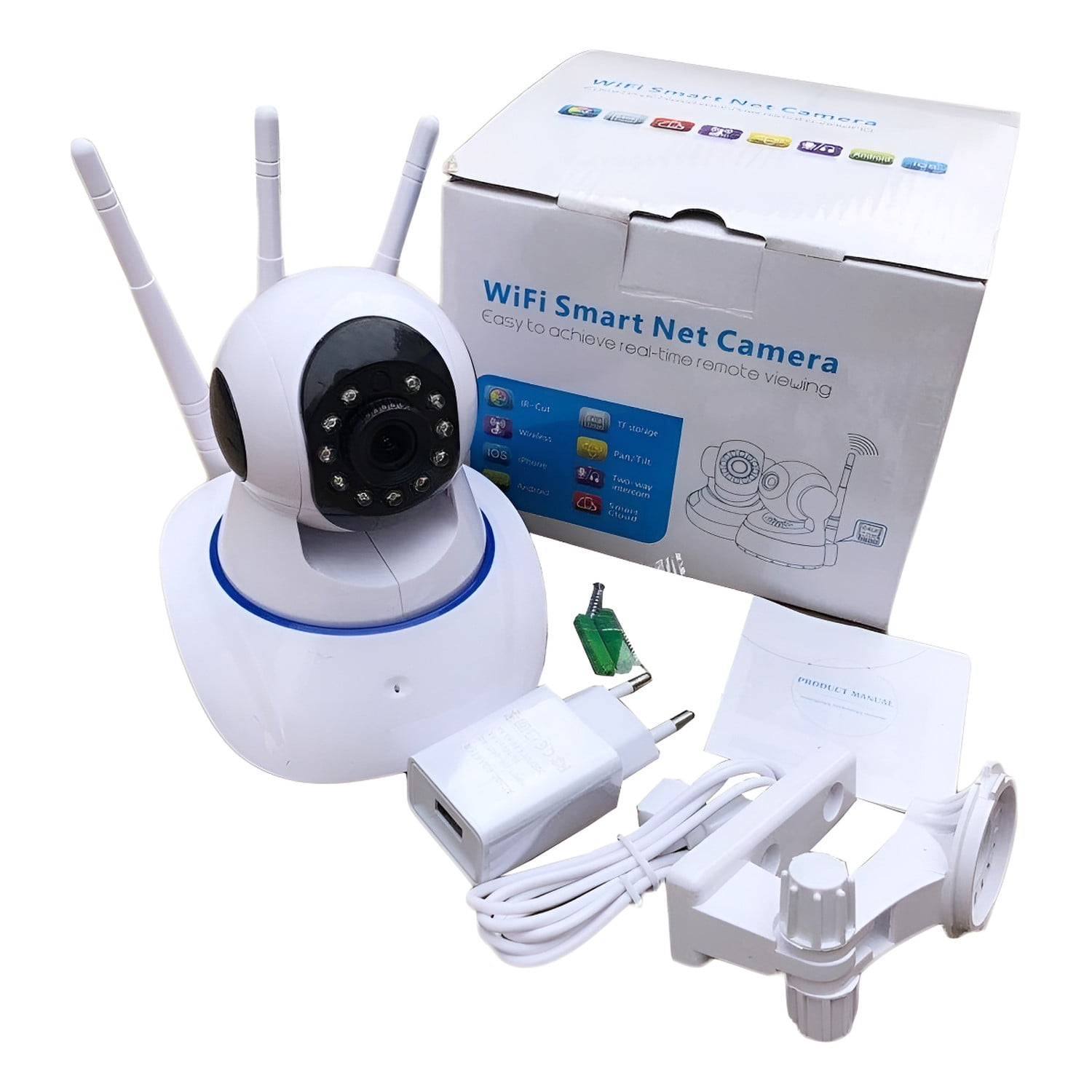 Genérico - Cámara Ip 360° Hd Wifi V380 Sin Puerto De Red Blanca