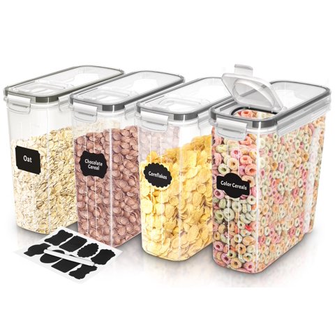 Recipientes Para Cereales Utopia Kitchen De Almacenamiento Hermético De 4 Litros (Paquete De 4)