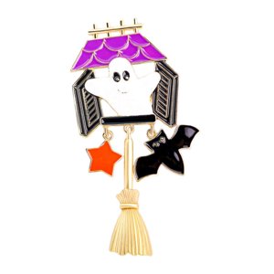 Ioensy - Lindo Broche De Moda De Halloween, Novedad, Broche De Dibujos Animados Para Ropa, Mochilas, Escoba
