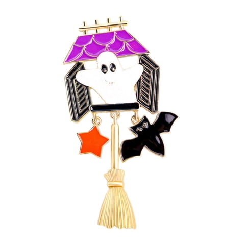 Ioensy - Lindo Broche De Moda De Halloween, Novedad, Broche De Dibujos Animados Para Ropa, Mochilas, Escoba