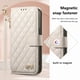 thumbnail image 2 of Funda tipo cartera FOXDOCK para Samsung Galaxy S26 Ultra, estampado de diamantes, con ranuras para tarjetas, soporte y cremallera - Blanco, 2 of 6