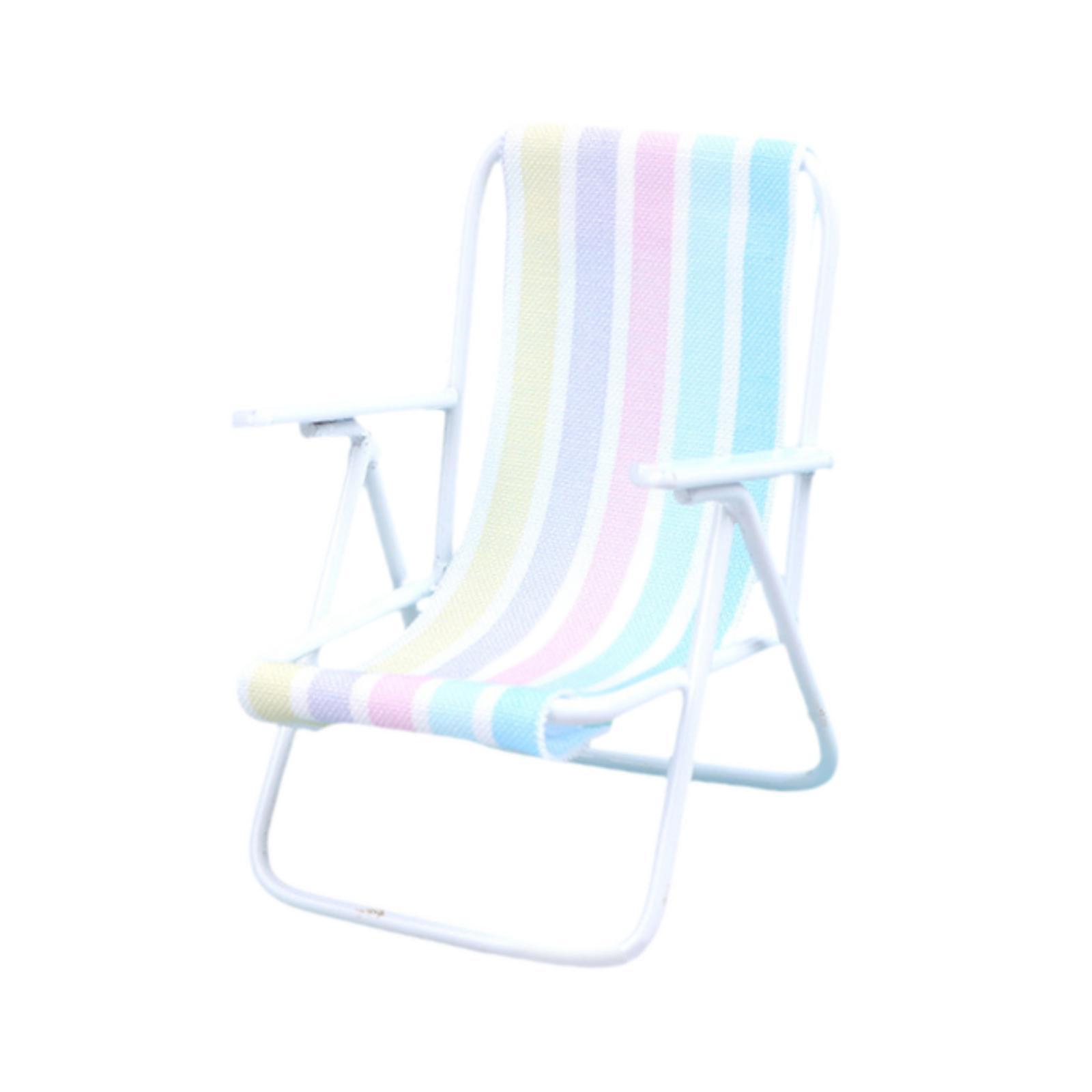 Bothyi - 1/12 Silla De Playa Mini Silla De Metal Para Fairy Garden Architectural Diy Project Stripes