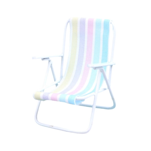 1/12 Silla De Playa Mini Silla De Metal Para Fairy Garden Architectural Diy Project Stripes